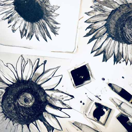 Sunflowers in Ink: Explore the Art of Drawing with Different Materials